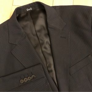 Dolce & Gabbana mens black grey striped blazer Sz 44 EU 56 wool blend